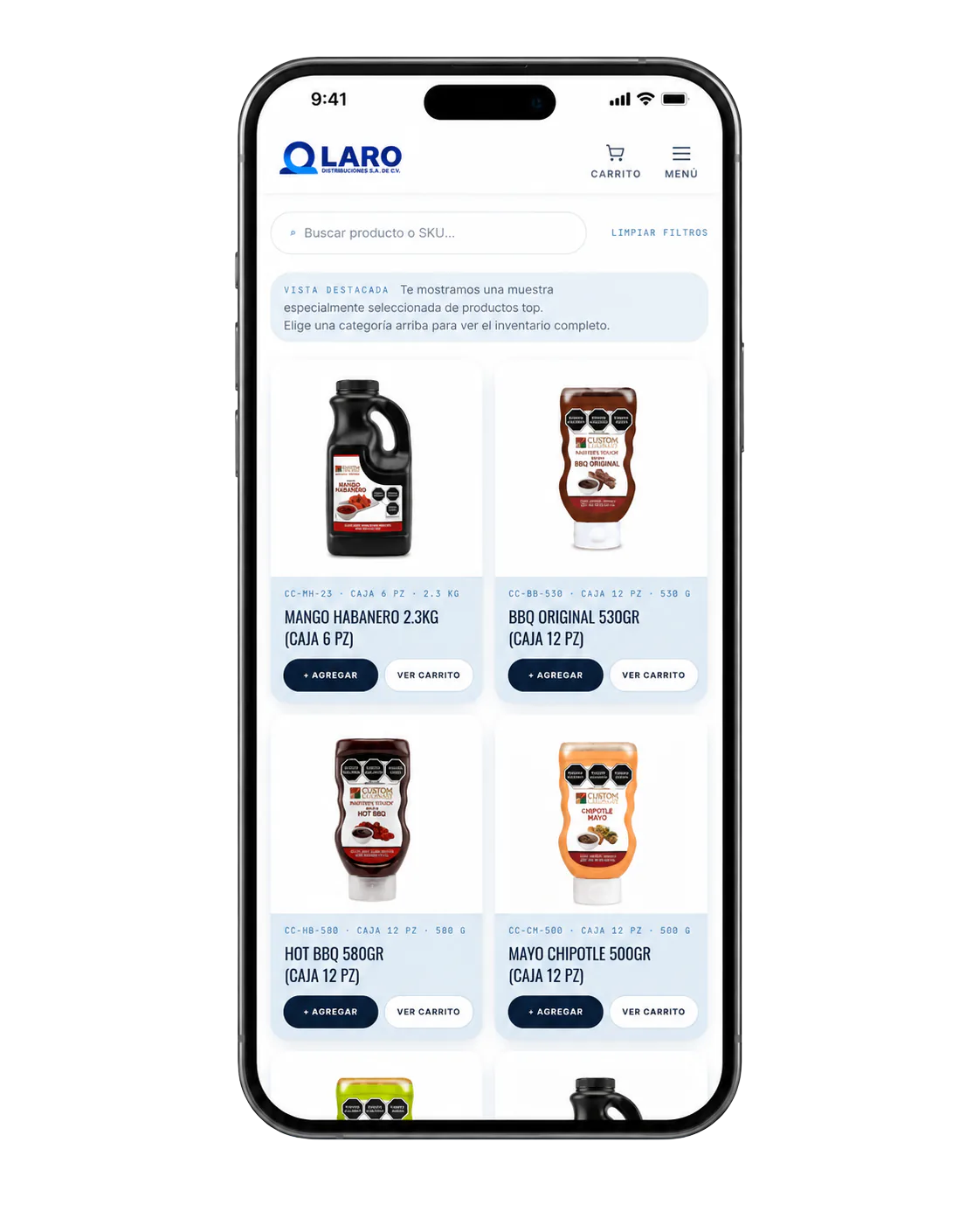 Elige tus productos en el proceso de compra Laro